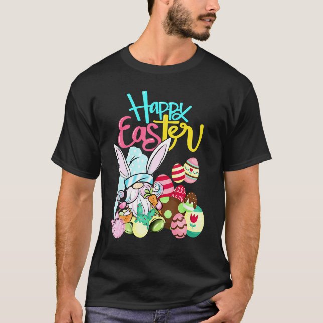 T-shirt Chasse aux oeufs de lapin Gnome Joyeux Pâques 2022 (Devant)