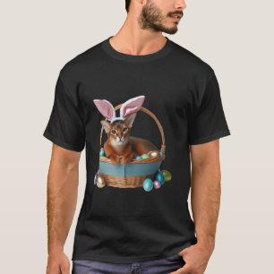 T-shirt Chasse aux œufs de Pâques avec un chat abyssin mig