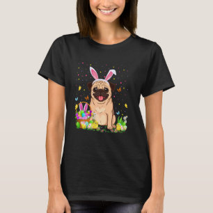 T-shirt Chasse aux œufs de Pâques de chiens Pug Bunny Ear 