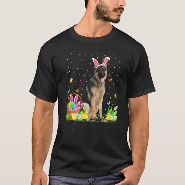 T-shirt Chasse aux oeufs de Pâques drôle Chien berger alle (Devant)