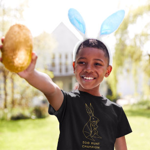 T-shirt Chasse aux oeufs de Pâques lapin noir personnalisé