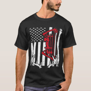 T-shirt Chasse De Bow Drapeau Américain Tir À L'Arc Pour C
