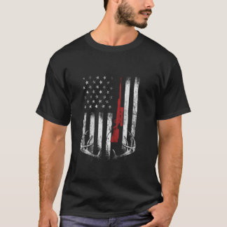 T-shirt Chasse De Cerfs Chemise Drapeau Américaine Pour Hu