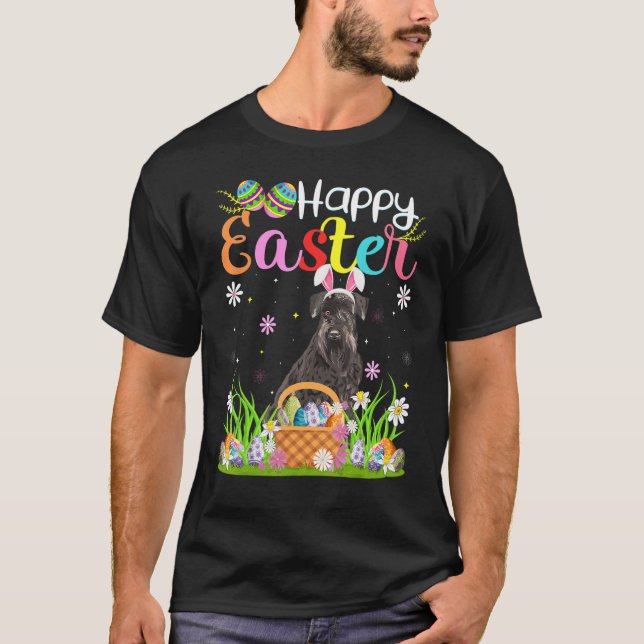 T-shirt Chasse Drôle Oeuf Bunny Giant Schnauzer Chien Heur (Devant)