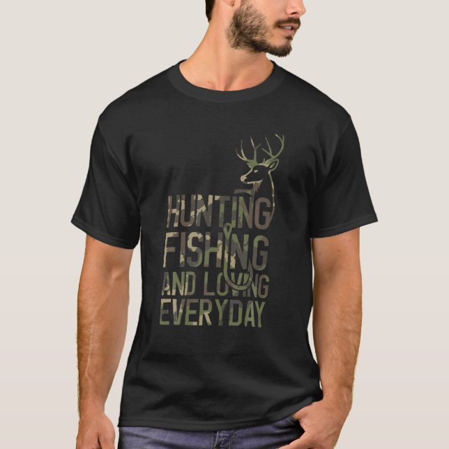 T-shirt Chasse Et Pêche Au Cerf Et Amour Quotidien (Devant)