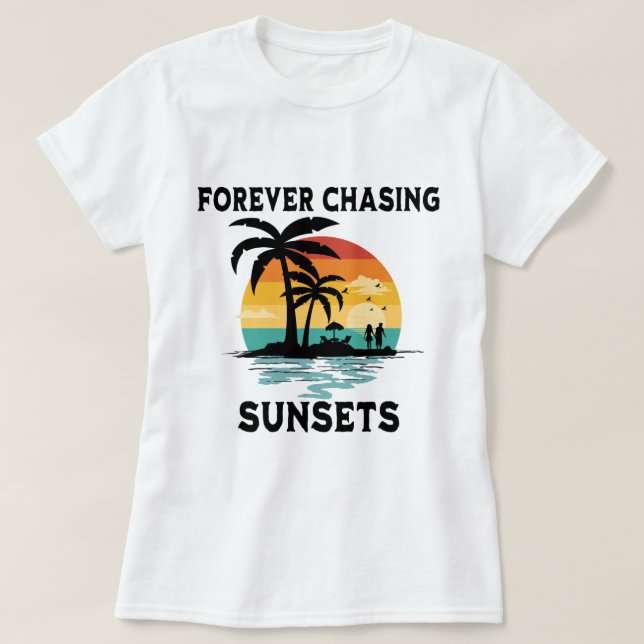 T-shirt Chasse Forever Sunsets Beach Lover (Design devant)