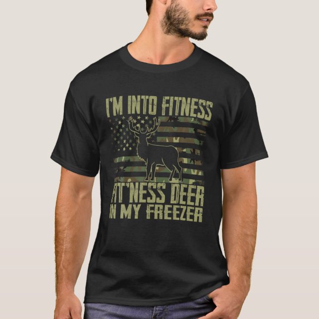 T-shirt Chasse Je suis dans Fitness Deer Congélateur Drôle (Devant)