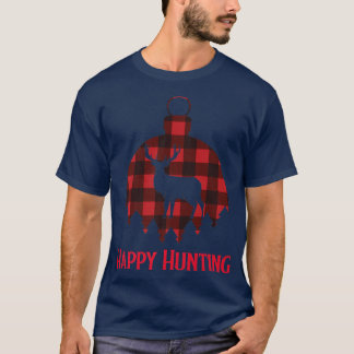 T-shirt Chasse joyeuse, Chasseur de Noël Red Plaid, Deer H