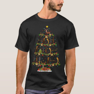 T-shirt Chasse Lover Xmas Éclairage Père Noël Chasse Noël