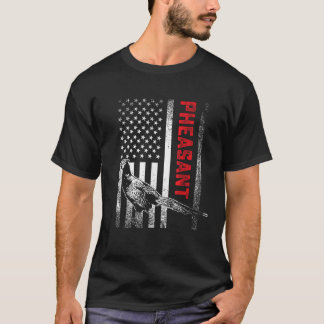 T-shirt Chasse Pheasant oiseau Vintage US flag art chasseu