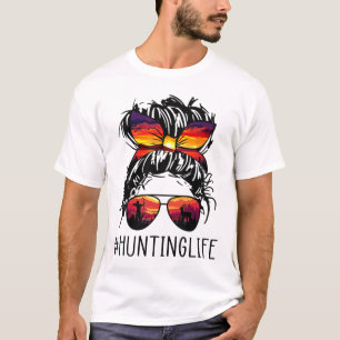 T-shirt Chasse Vie Cheveux Messy Dans Les Lunettes De Sole