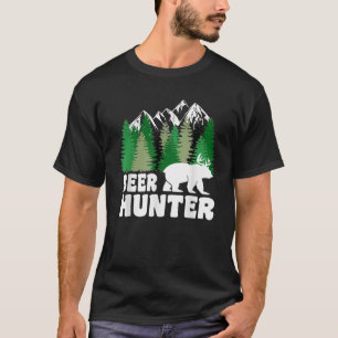 T-shirt Chasseur de bière Drôle Ours Cerf Pun de bière T C