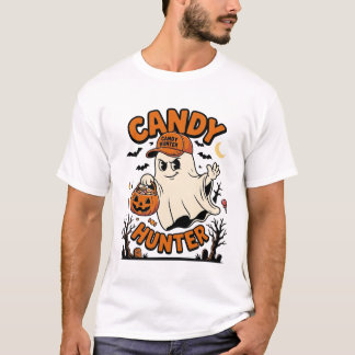 T-shirt Chasseur de bonbons Halloween Fantôme Citrouille S
