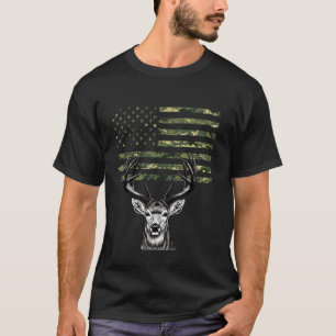 T-shirt Chasseur de cerf élaphe camouflage drapeau USA cha