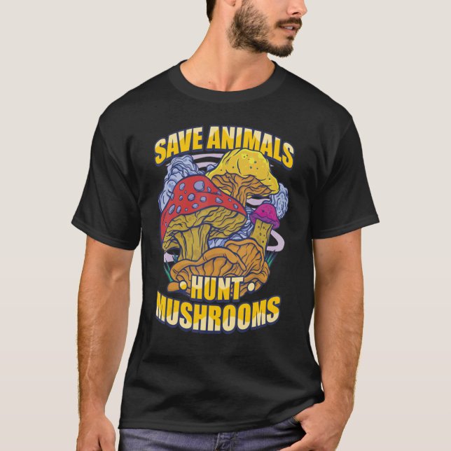 T-shirt Chasseur de champignons Sauvez les animaux Chasser (Devant)