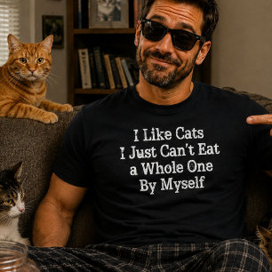T-shirt Chasseur de chat drôle Humour noir Ne peut pas man