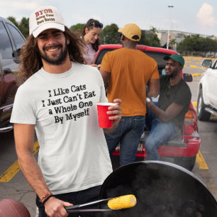 T-shirt Chasseur de chat drôle Humour noir Ne peut pas man