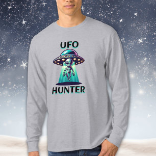 T-shirt Chasseur de OVNI Art Ai avec OVNI et Extraterres