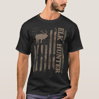 T-shirt Chasseur d'élans Drapeau américain Chasse d'élans