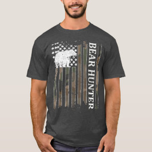 T-shirt Chasseur d'ours Drapeau américain Chasse d'ours Lo