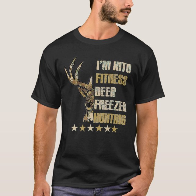 T-shirt Chasseur drôle Papa Je suis dans Fitness Deer Free (Devant)