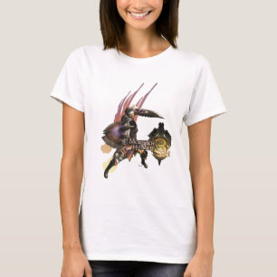 T-shirt Chasseur féminin avec l'épée et le bouclier,