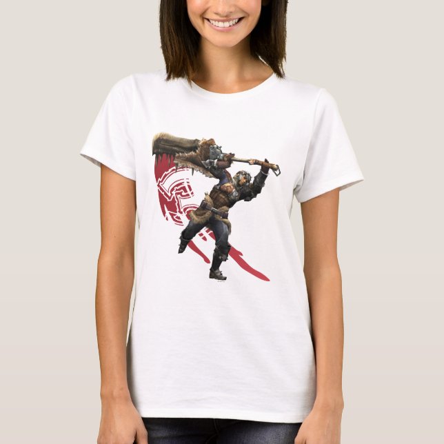 T-shirt Chasseur masculin avec la grande armure d'épée et (Devant)