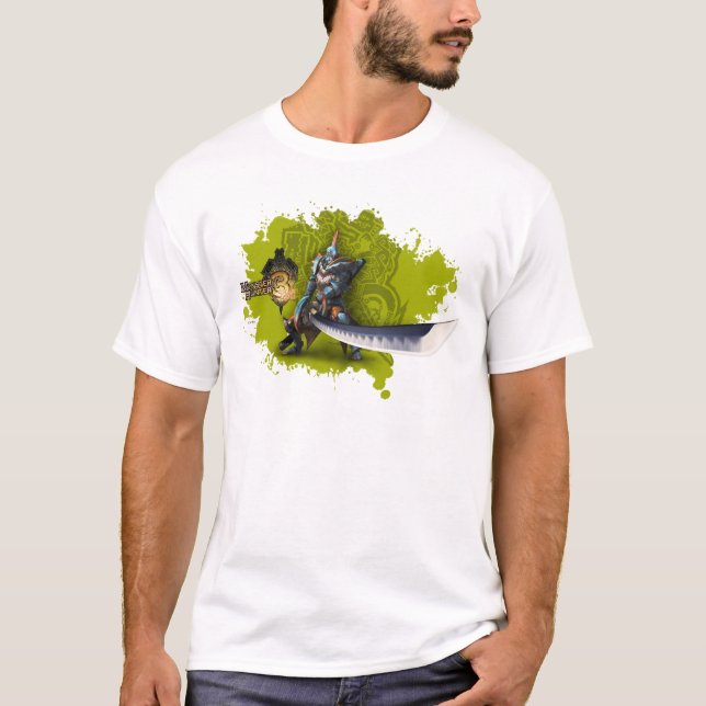T-shirt Chasseur masculin avec la longues épée et armure (Devant)