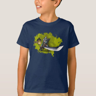 T-shirt Chasseur masculin avec la longues épée et armure