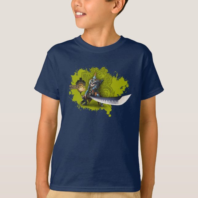 T-shirt Chasseur masculin avec la longues épée et armure (Devant)