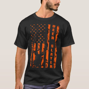 T-shirt Chasseur Orange Camo Drapeau Américain Chasseur de