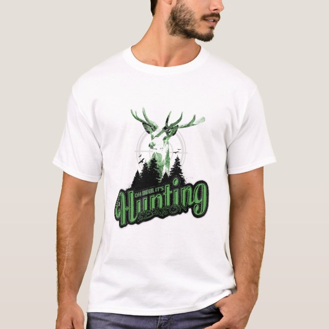 T-shirt Chasseurs Et Animaux Et Armes À Feu Chasse Au Cerf (Devant)