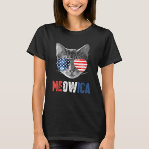 T-shirt Chat 4 juillet Meowica Merica Hommes Drapeau amé