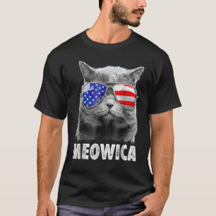 T-shirt Chat 4 juillet Meowica Merica Hommes Drapeau amér