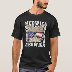 T-shirt Chat 4 juillet Meowica Merica Hommes Drapeau améri