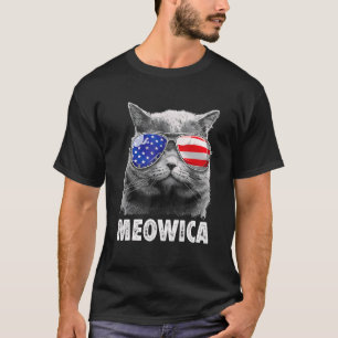 T-shirt Chat 4 juillet S Meowica Merica Hommes Drapeau amé
