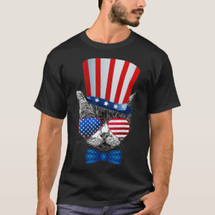 T-shirt Chat 4 juillet USA Drapeau américain Femmes patrio