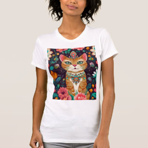 T-shirt Chat à bijoux couronné