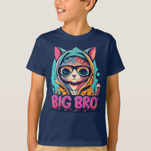 T-shirt Chat à capuchon Chibi coloré Big Bro