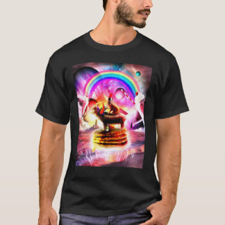 T-shirt Chat à Cheval sur un Hippopotame avec des Crêpes e