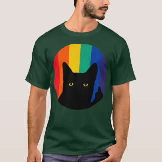 T-shirt Chat à doigt moyen en arc-en-ciel