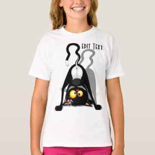 T-shirt Chat à l'envers Personnage de dessin animé drôle