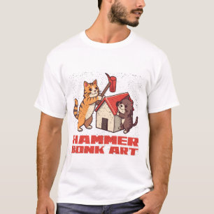 T-shirt Chat à Marteau Bonk Mème Drôle Rétro Art Mignon