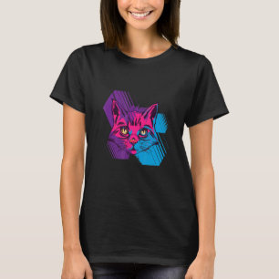 T-shirt Chat À Tête Mignonne Pour Chaton Coloré Pour Chat