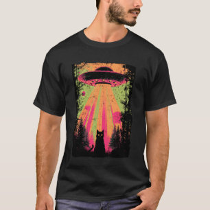 T-shirt Chat Abduction UFO Sci-Fi Rétro Art Alien G