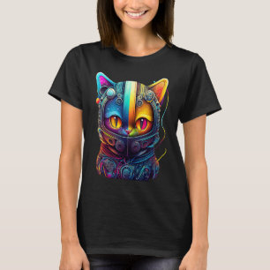 T-shirt Chat Abstrait 3D de Vecteur de Chat Coloré Vibrant