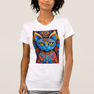 T-shirt Chat Abstrait aux yeux jaunes