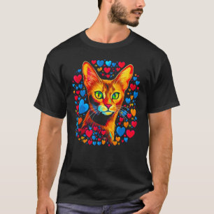 T-shirt Chat Abyssin Rouge Bleu