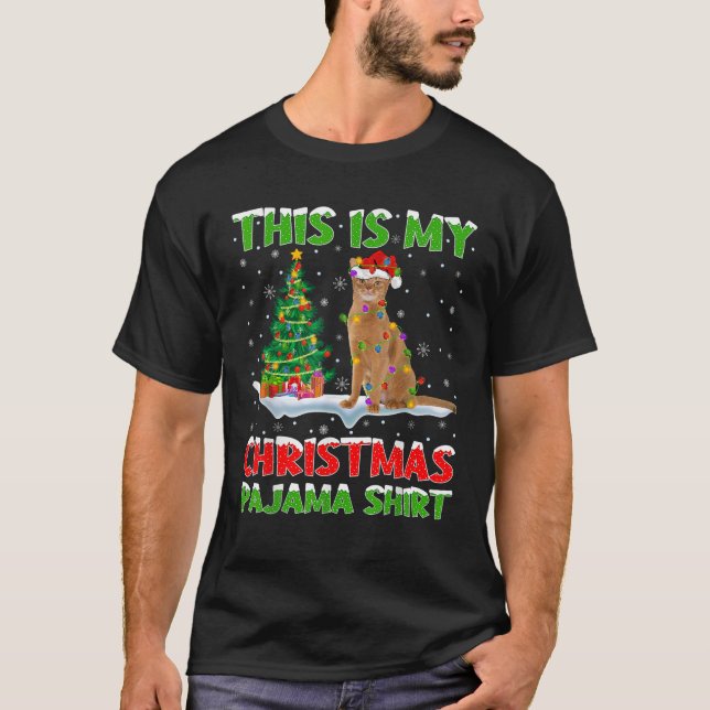 T-shirt Chat Abyssinien Xmas Lumières Arbre C'Est Mon Noël (Devant)