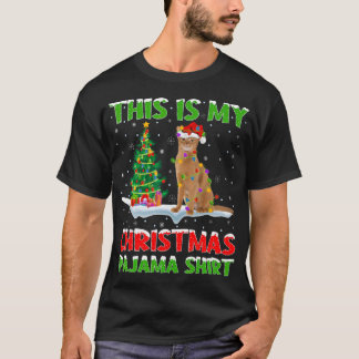 T-shirt Chat Abyssinien Xmas Lumières Arbre C'Est Mon Noël